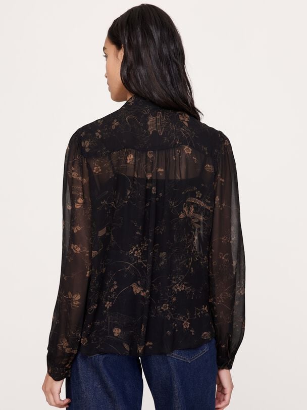Georgette Tie-Neck Blouse bananarepublic georgette tie neck blouse